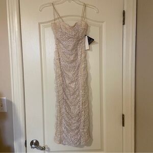 Rare London Tan Gold Ruched Bodycon Dress